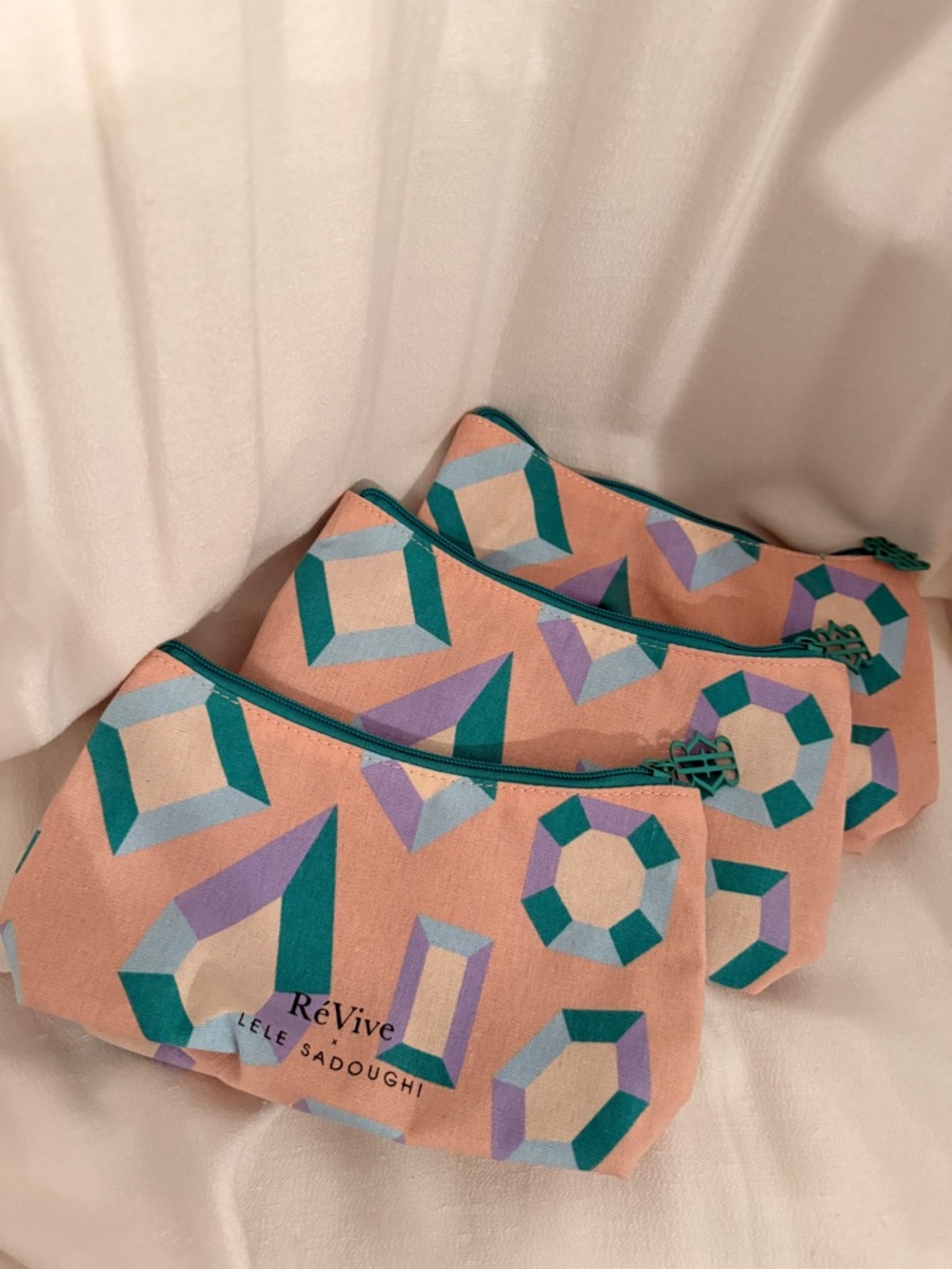 ReVive Pastel Color Canvas Makeup Cosmetic Travel Bags (Set ol 3)